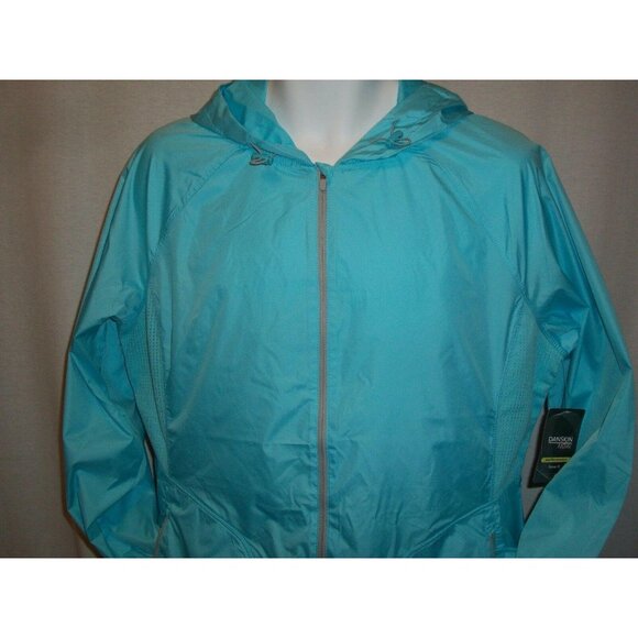 Danskin Womens Full Zip Hoodie Athletic Track Jacket Blue Neon Size 12-14 Large - Picture 6 of 11